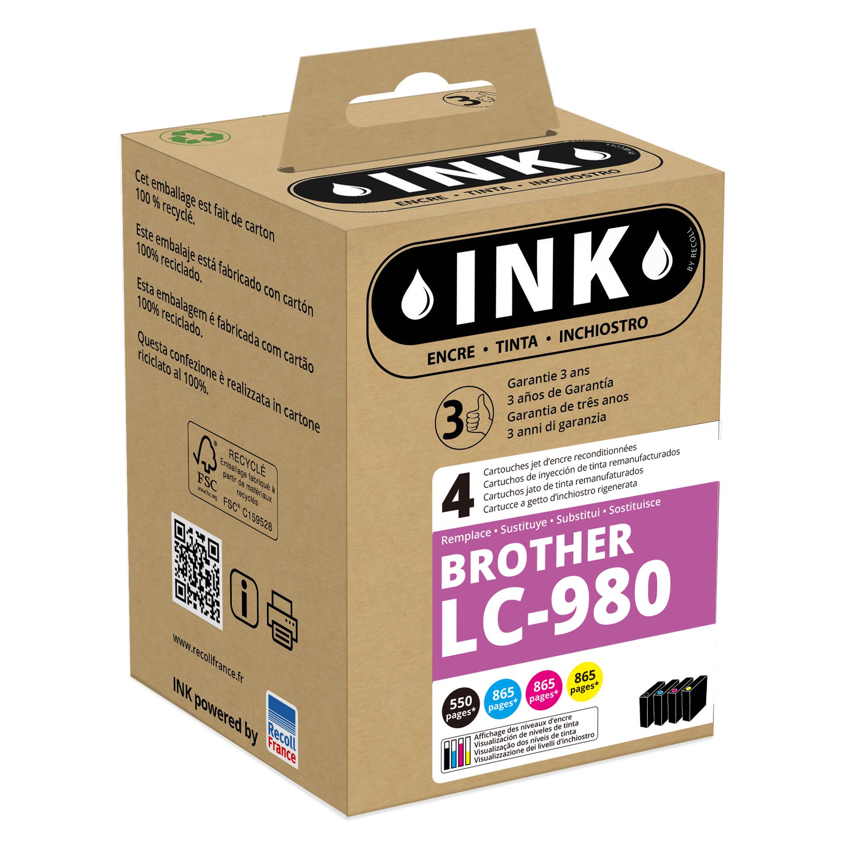 Cartouche D'Encre Brother LC980C Cyan Authentique - Neuve Sous Blister