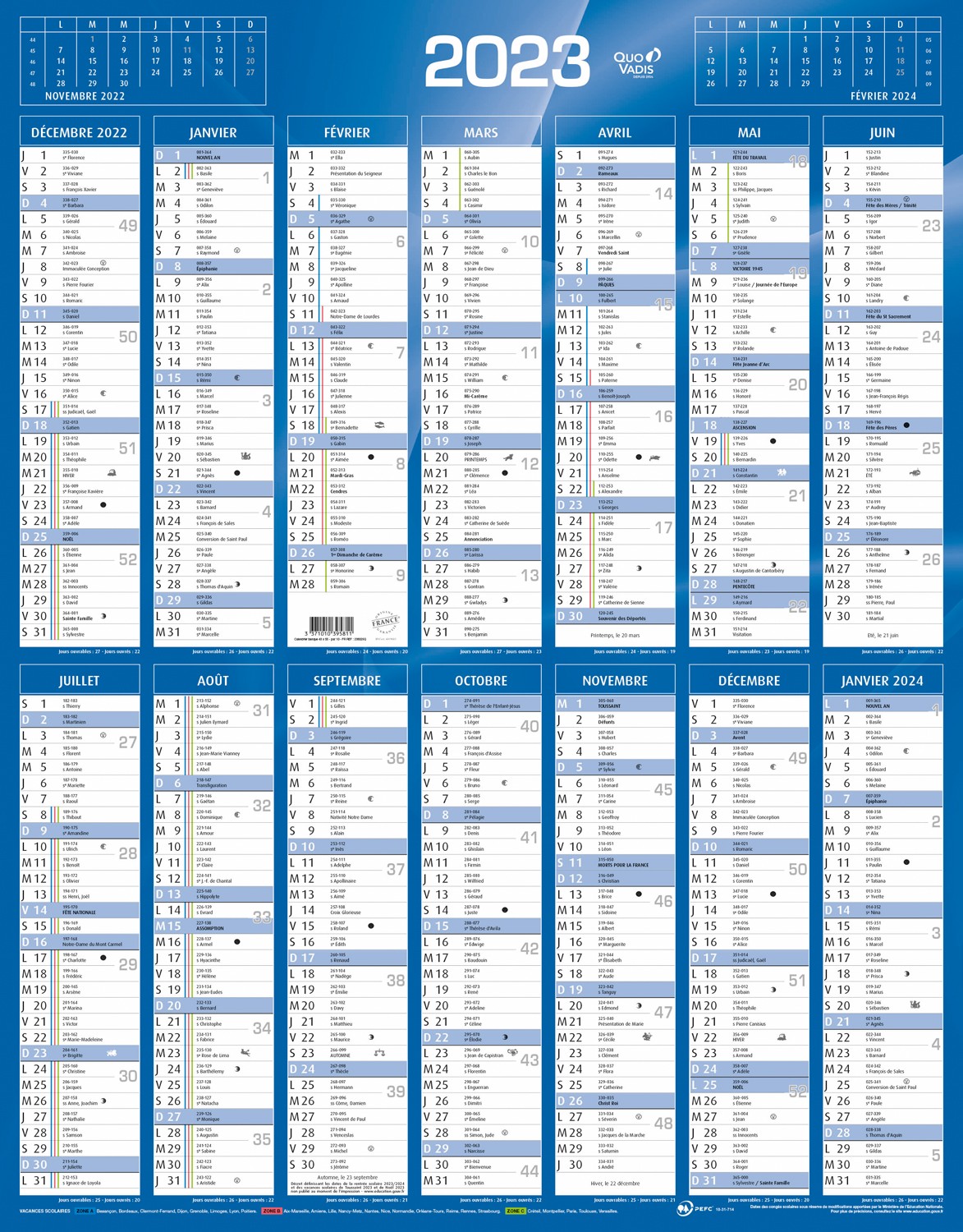 Calendrier De Bureau 2025 à Rabat - Design Innovant Mensuel Janvier-Décembre, Format 43x30,5 Cm