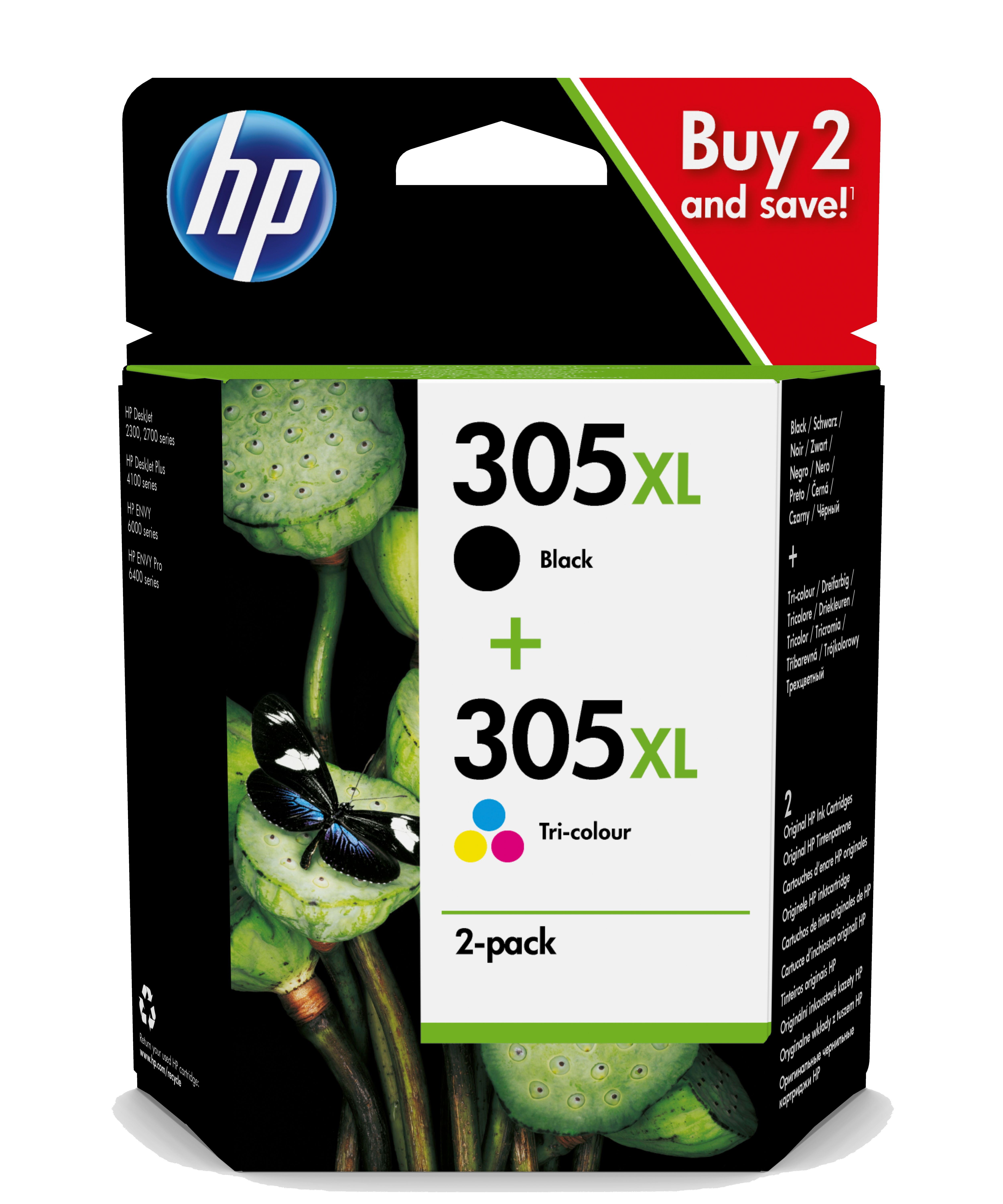 Cartouche HP 305, pack de cartouches noire et couleur