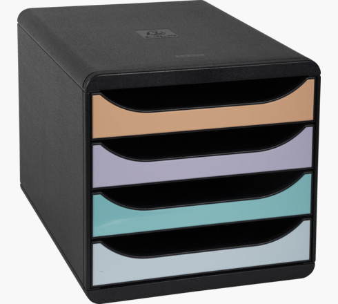 Exacompta BigBox - Module de classement 4 tiroirs - noir/pastel glossy