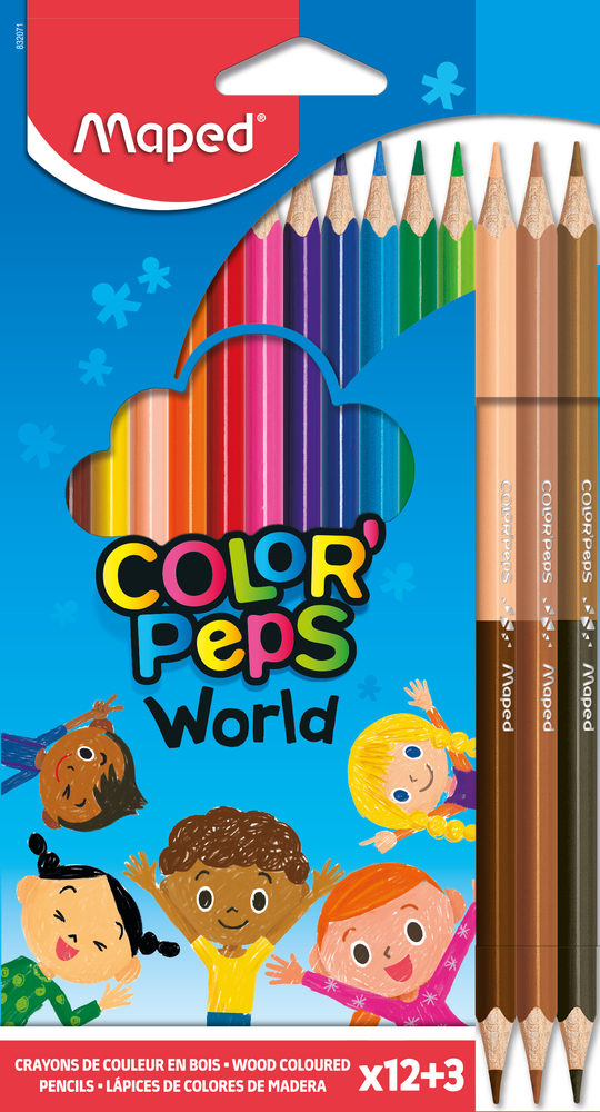Maped Color'Peps - 12 crayons de couleur + 3 crayons de couleur duo SKIN  Pas Cher