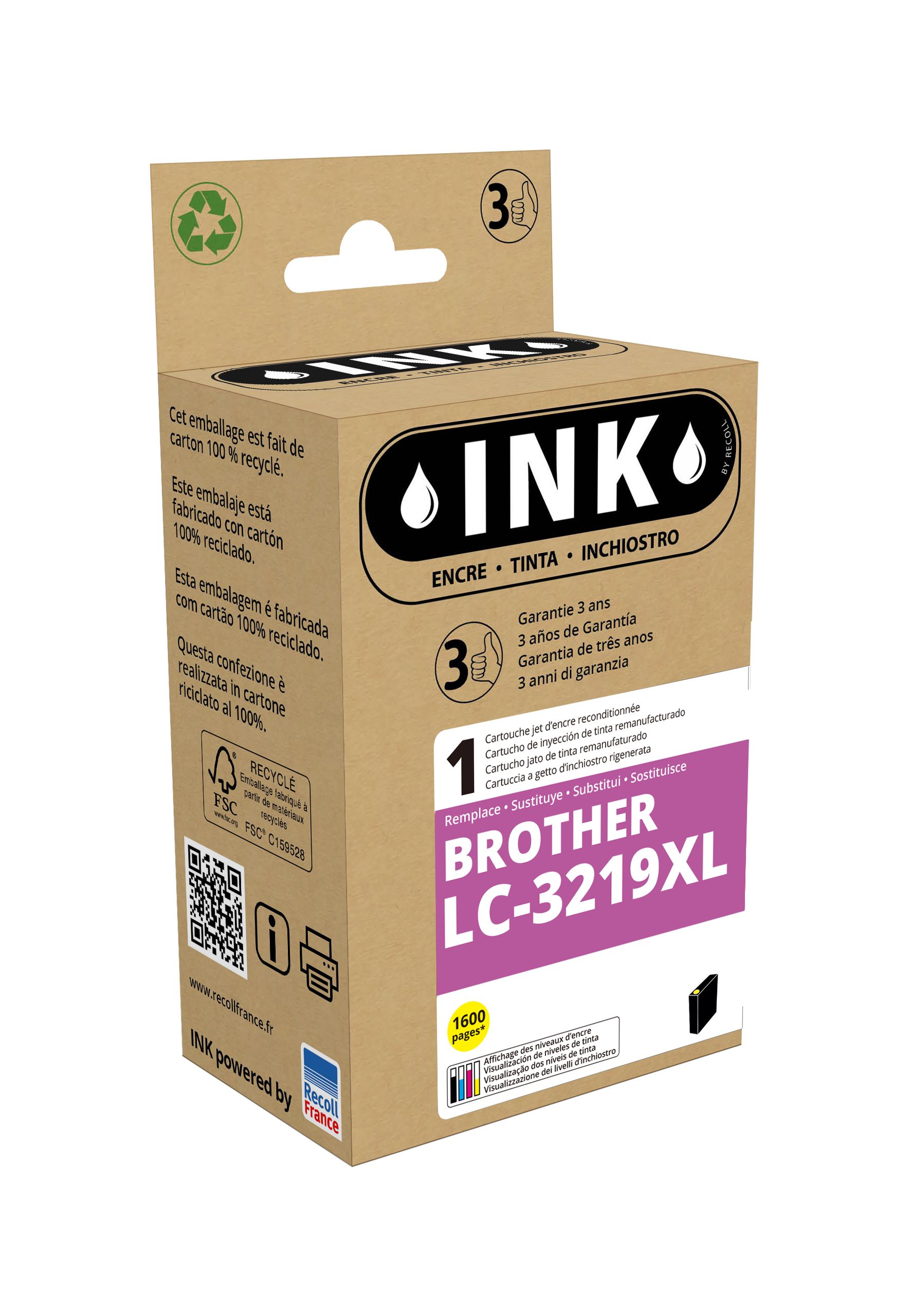 Cartouche compatible Brother LC3219XL - jaune - ink