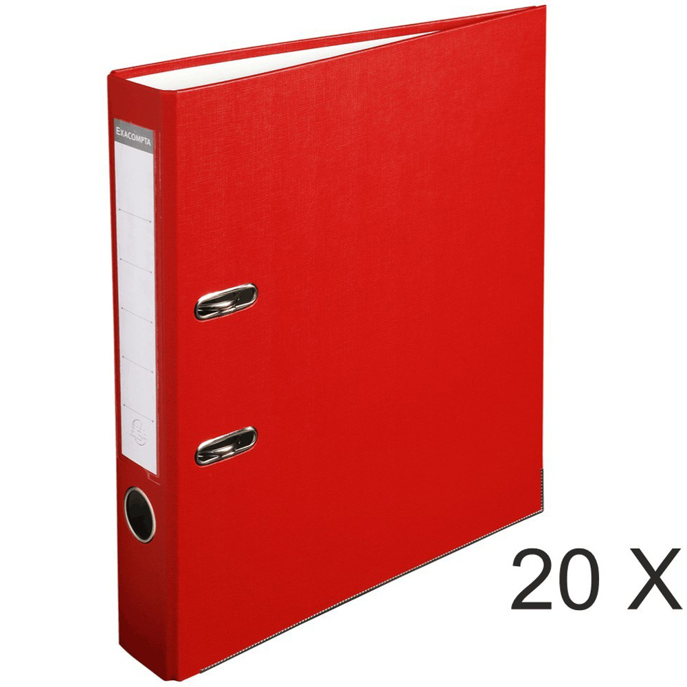 Exacompta Lot De 20 Classeurs à Levier A4 Dos 50mm Gris - Capacité 350 Feuilles