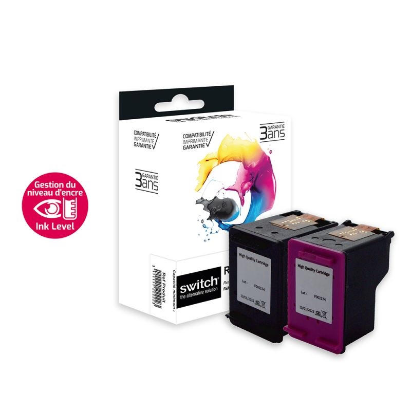 Cartouche compatible HP 305XL - Pack de 2 - noir, cyan, magenta, jaune -  Switch Pas Cher | Bureau Vallée