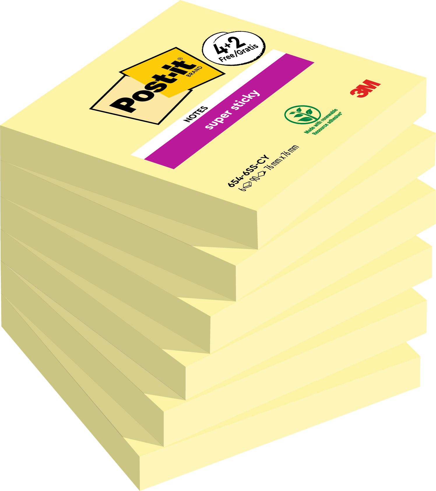 Notes Super Sticky Post-it® jaune sur carte 76 x 76 mm - Notes  repositionnables - Post-it - Carnets - Blocs notes - Répertoires