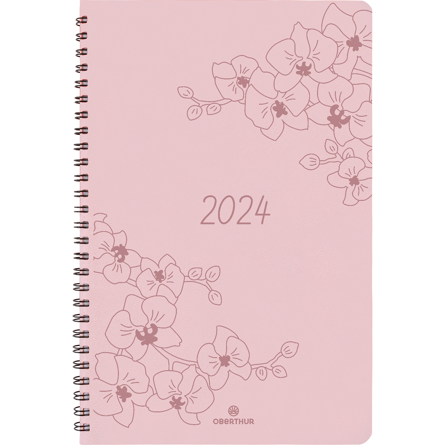 Agenda à spirale Primrose - 1 semaine sur 2 pages - 22 x 28 cm - rose -  Oberthur