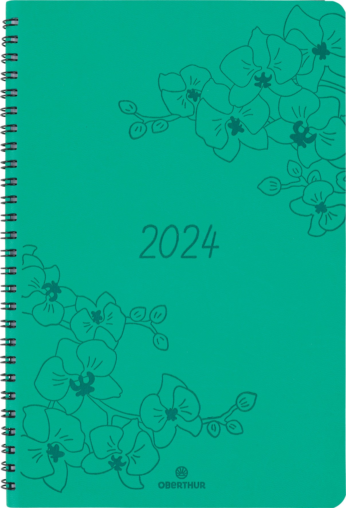 Agenda à spirale Primrose - 1 semaine sur 2 pages - 17 x 24,5 cm - vert -  Oberthur
