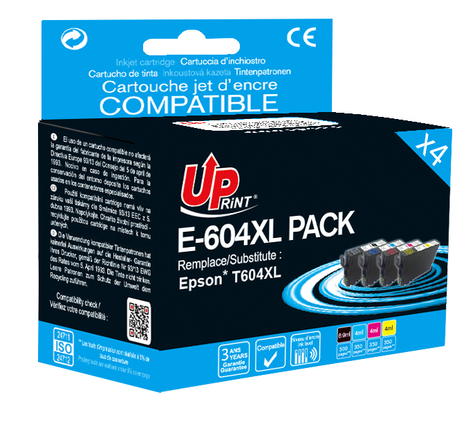 Cartouche compatible Epson 604XL - pack de 4 - noir, jaune, cyan