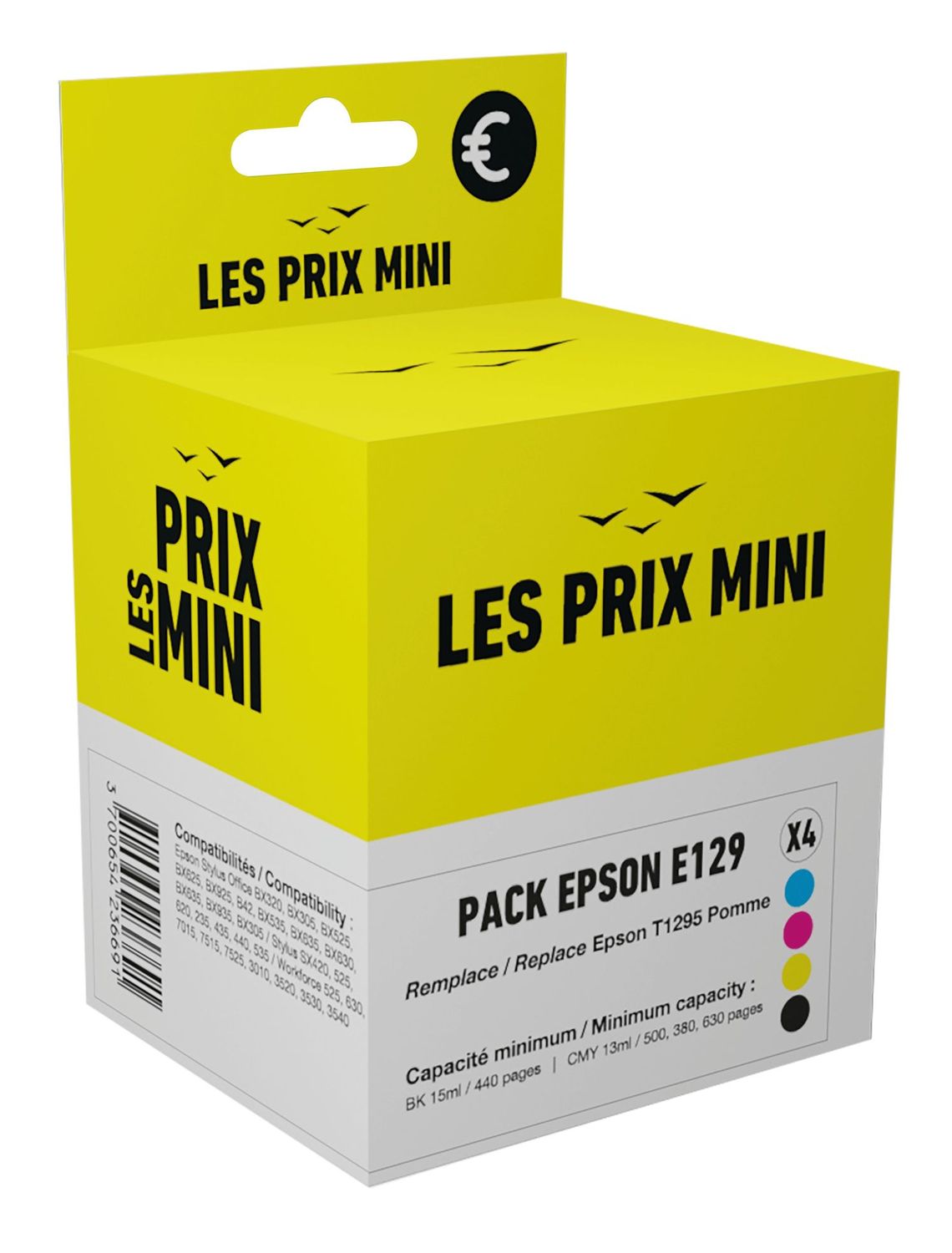 Cartouche compatible Epson T1295 Pomme - pack de 4 - noir, jaune, cyan,  magenta - prix mini Pas Cher