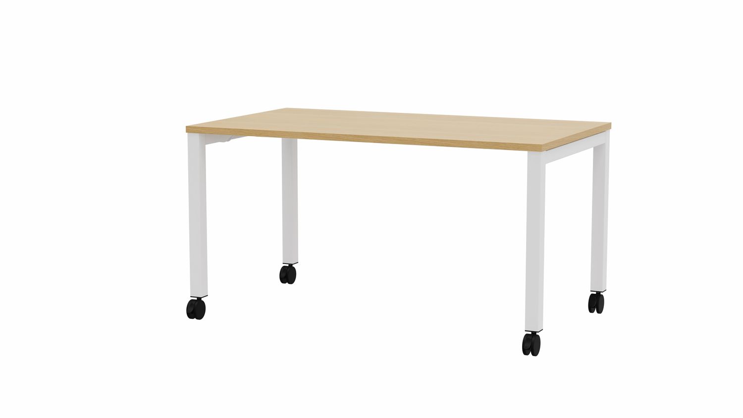 Bureau droit LOFTER - L160 cm - Plateau imitation chêne clair - pied Blanc Pas  Cher