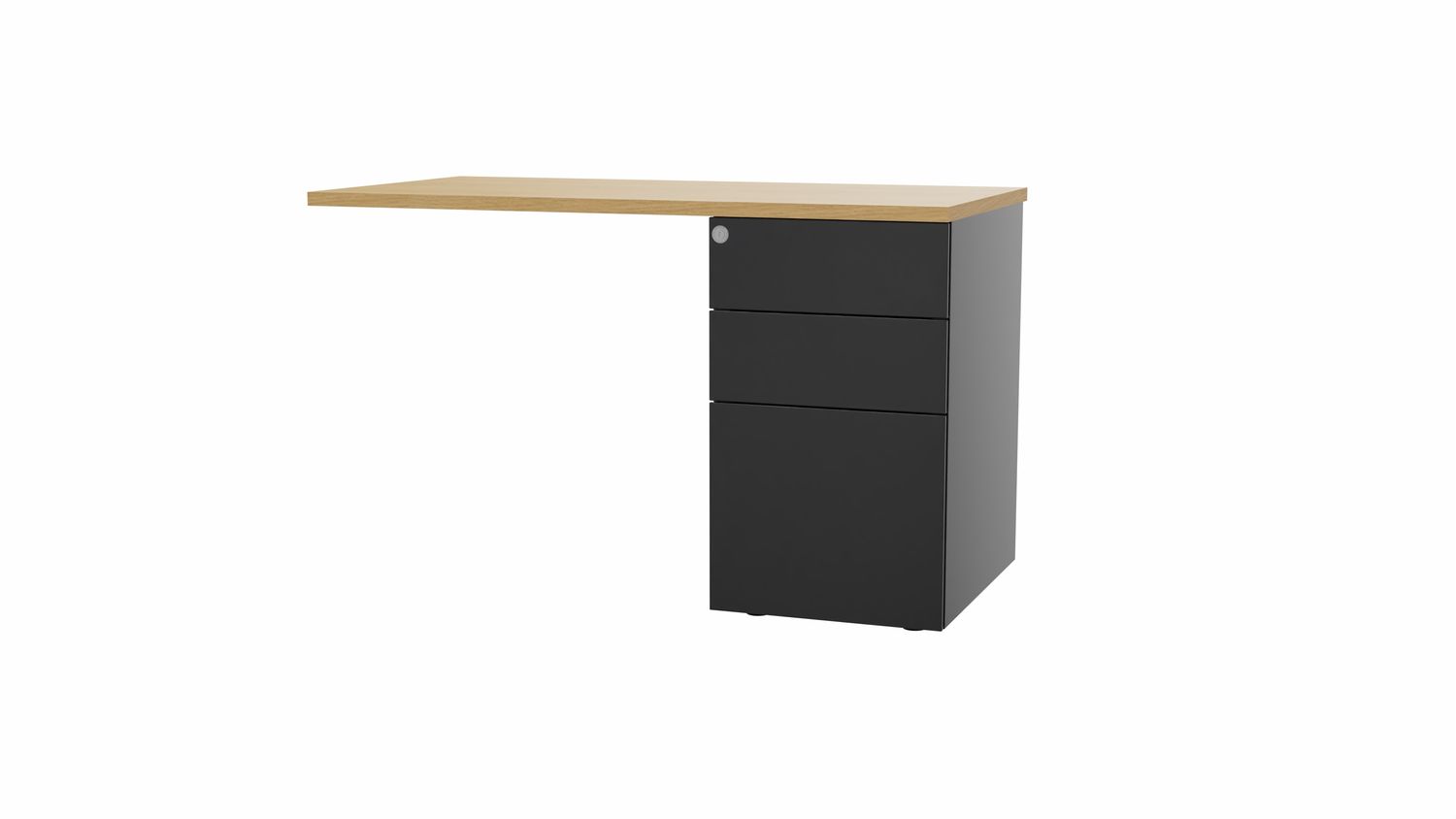 Bureau ergonomique avec retour sur caisson