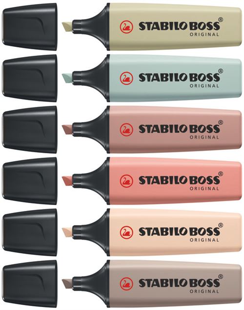 STABILO BOSS ORIGINAL NATURE COLORS - Pack de 6 surligneurs - couleurs  assorties Pas Cher