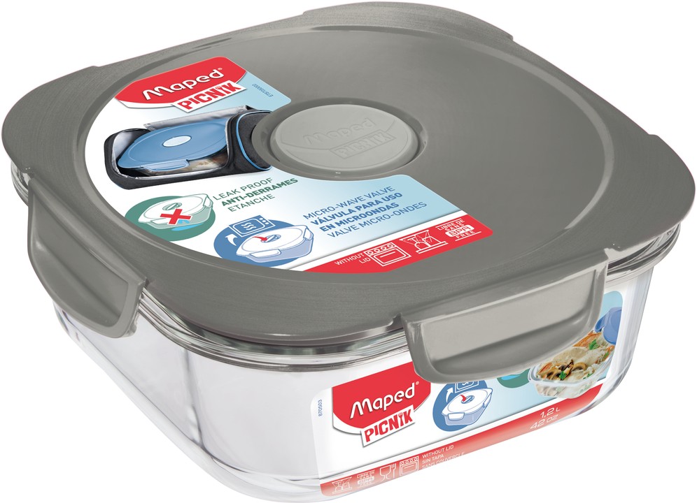Boîte Repas En Inox Maped Picnik 900 Ml - Motif Raton Laveur, Clip Fluo, Couvercle Attaché - Hermétique, Lavable Au Lave-vaisselle - Pour Enfants, Lunch, Pique-nique - 9