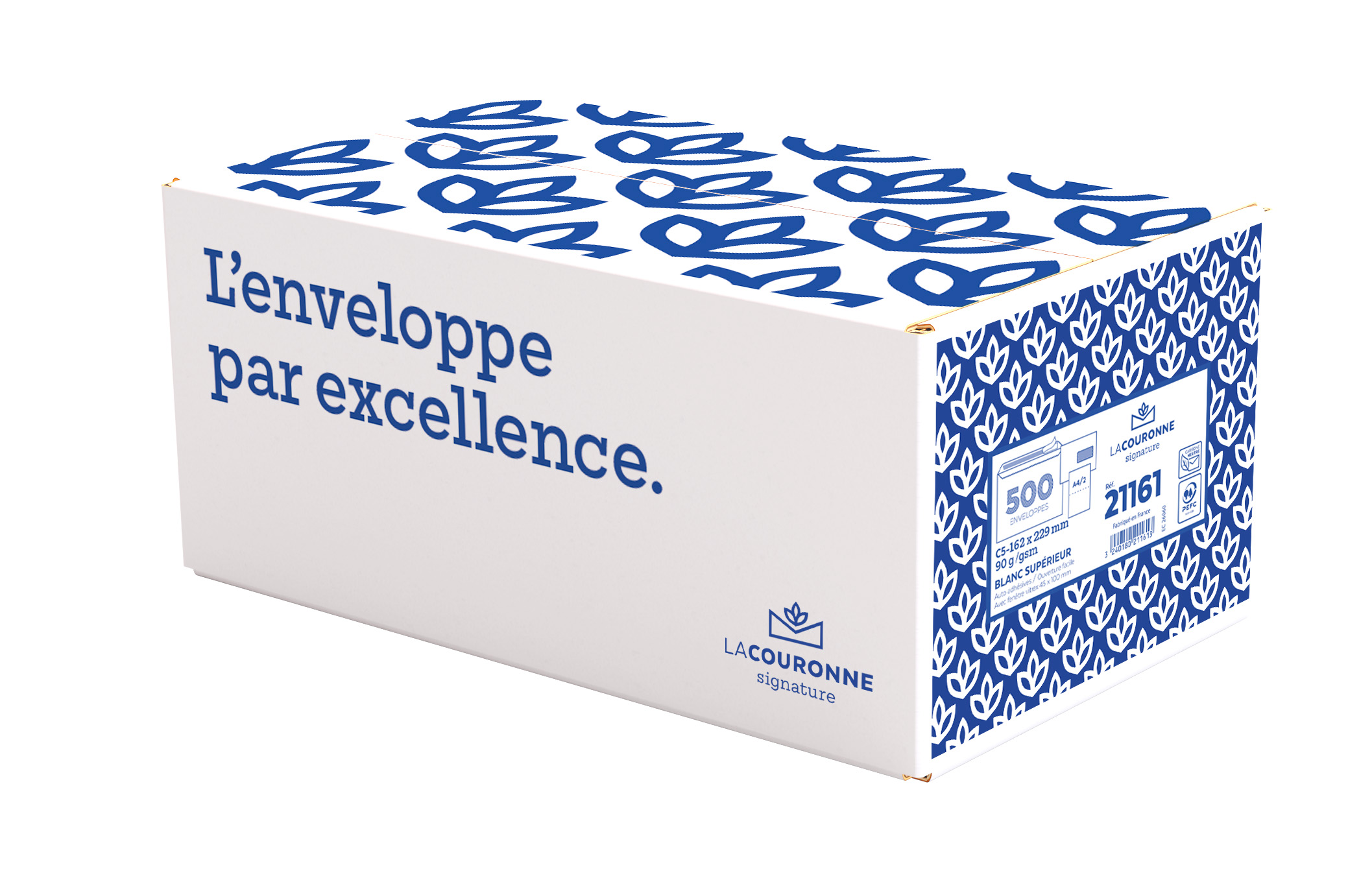 La Couronne - 500 Enveloppes C5 162 x 229 mm - 90 gr- fenêtre
