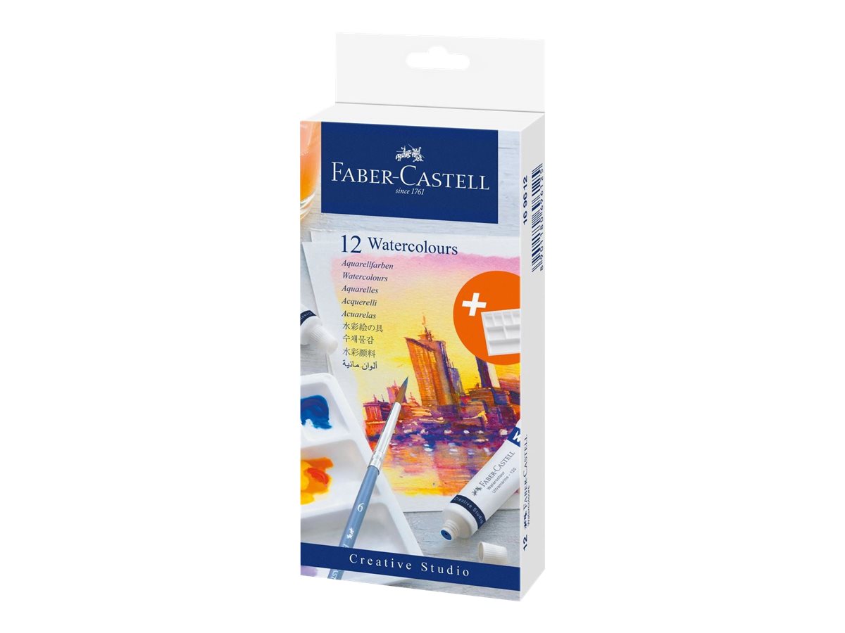 Peintures Aquarelle Faber-Castell 36 Godets - Avec Palette Et Pinceau Réservoir D'Eau