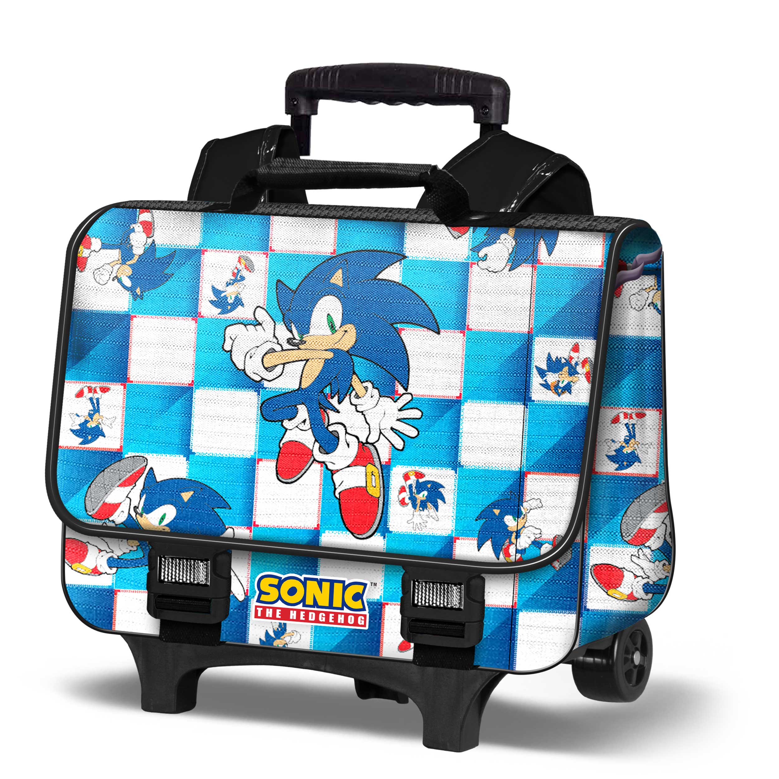 Sega Sonic Blue Cartable à roulettes 38 cm compartiment