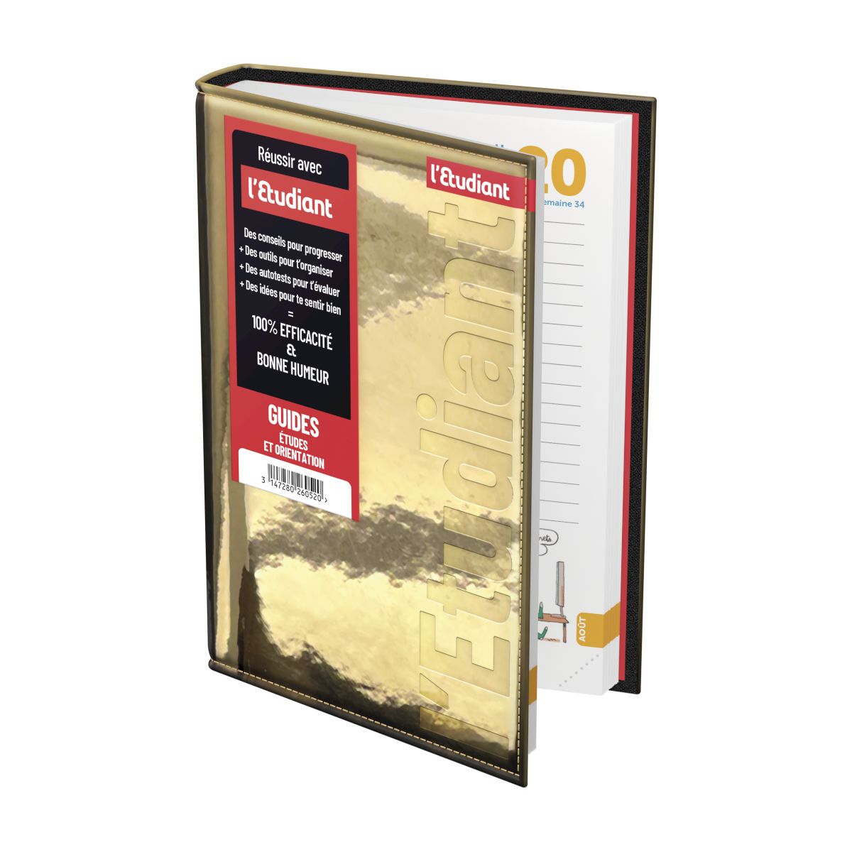 Agenda L'Étudiant 2025-2026 - Journalier, Couverture Noire - Format 15x21 Cm - Fabriqué En France - 14