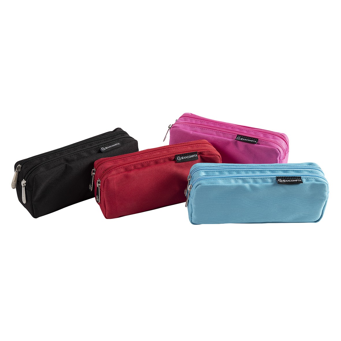Trousse Scolaire 2 Compartiments Quo Vadis SHAMAN - Format 10x23x7 Cm, Toile Polyester 300D, Zip Résistant, Motif Brodé