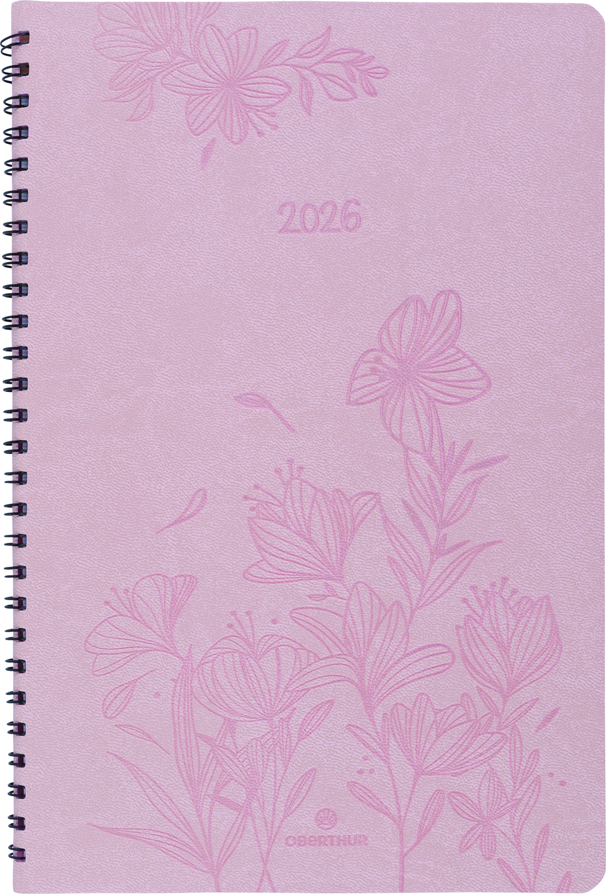 Agenda De Poche Semainier 2026 OBERTHUR – 9,5x17 Cm, Wire-O, Janvier à Décembre – Visuel Poissons, Bilingue Français/Anglais