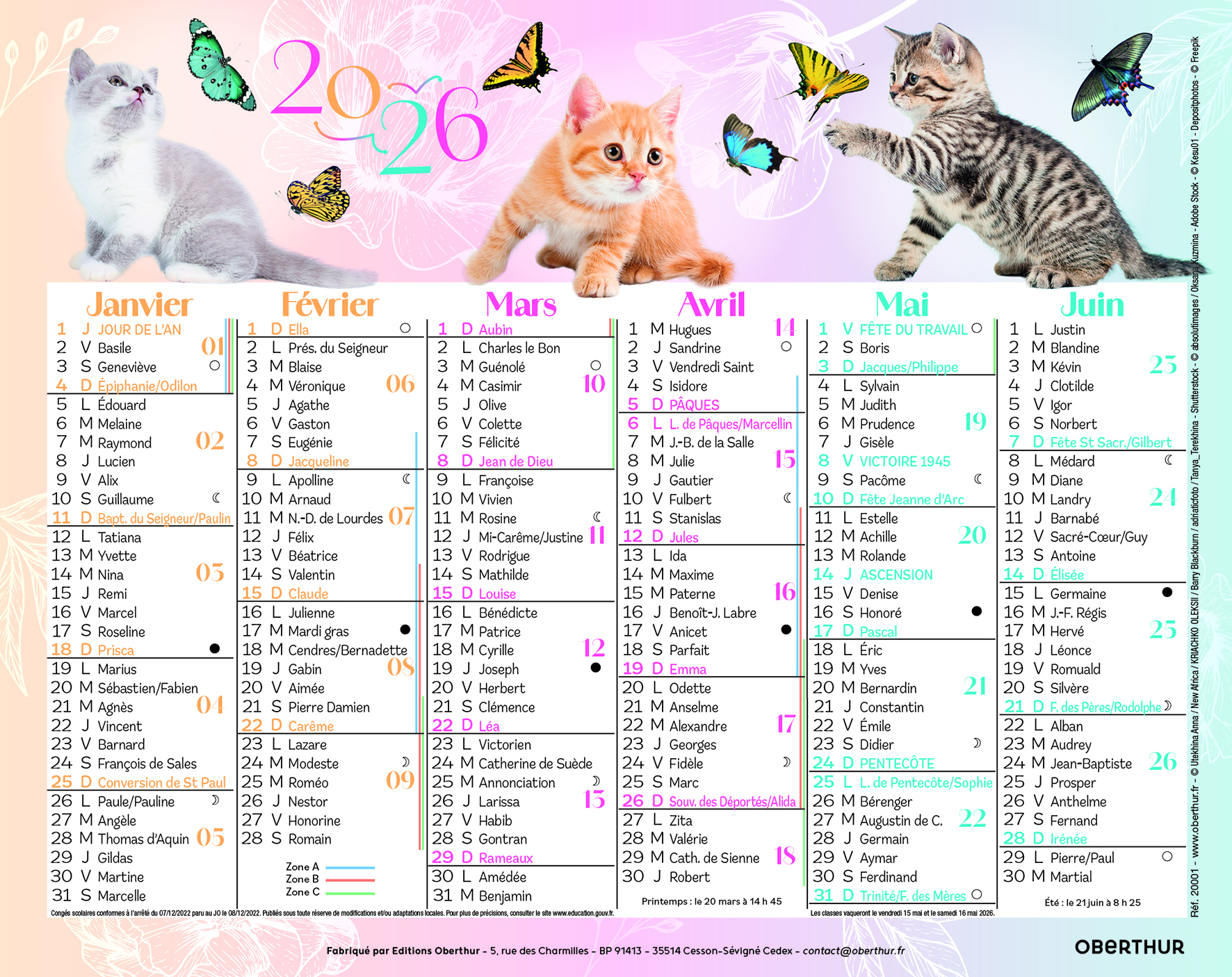 EXACOMPTA Calendrier Sophie Adde 43x33,5 Cm Janvier à Décembre 2025