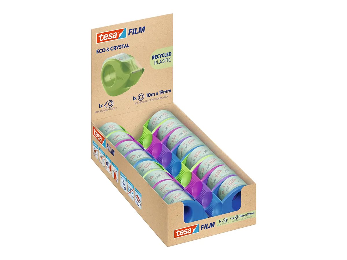 Distributeur de ruban adhésif en forme de bloc | Amusant | Cadeau idéal pour garçons / filles et adolescents | 4 couleurs disponibles | Porte-rouleau pour bureau (blanc