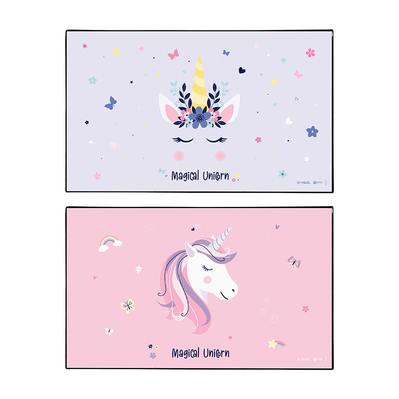Sous-main éducatif Licorne 40x60cm Pour Enfant - Alphabet, Chiffres, Formes, Heures, Cuir PU Effaçable Et Imperméable - 3