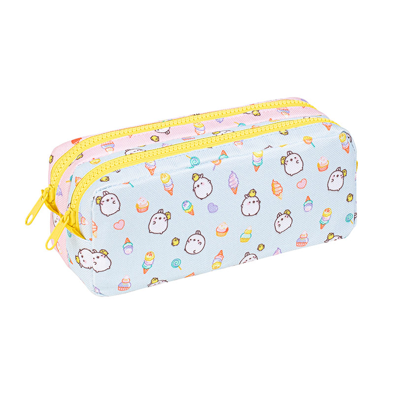 Trousse Double Trousse Scolaire Quo Vadis Animascot - 2 Compartiments, Format 10x23x7cm, Motif Souris Fabriqué En France