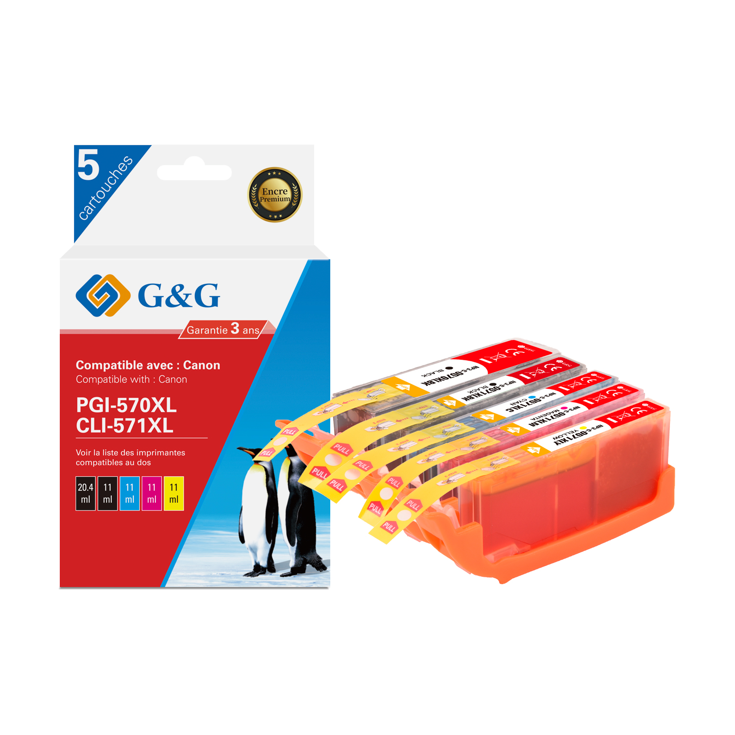 Cartouches Compatibles Canon PGI-570 CLI-571 XL Pour TS5053, TS5055, MG5700 Séries