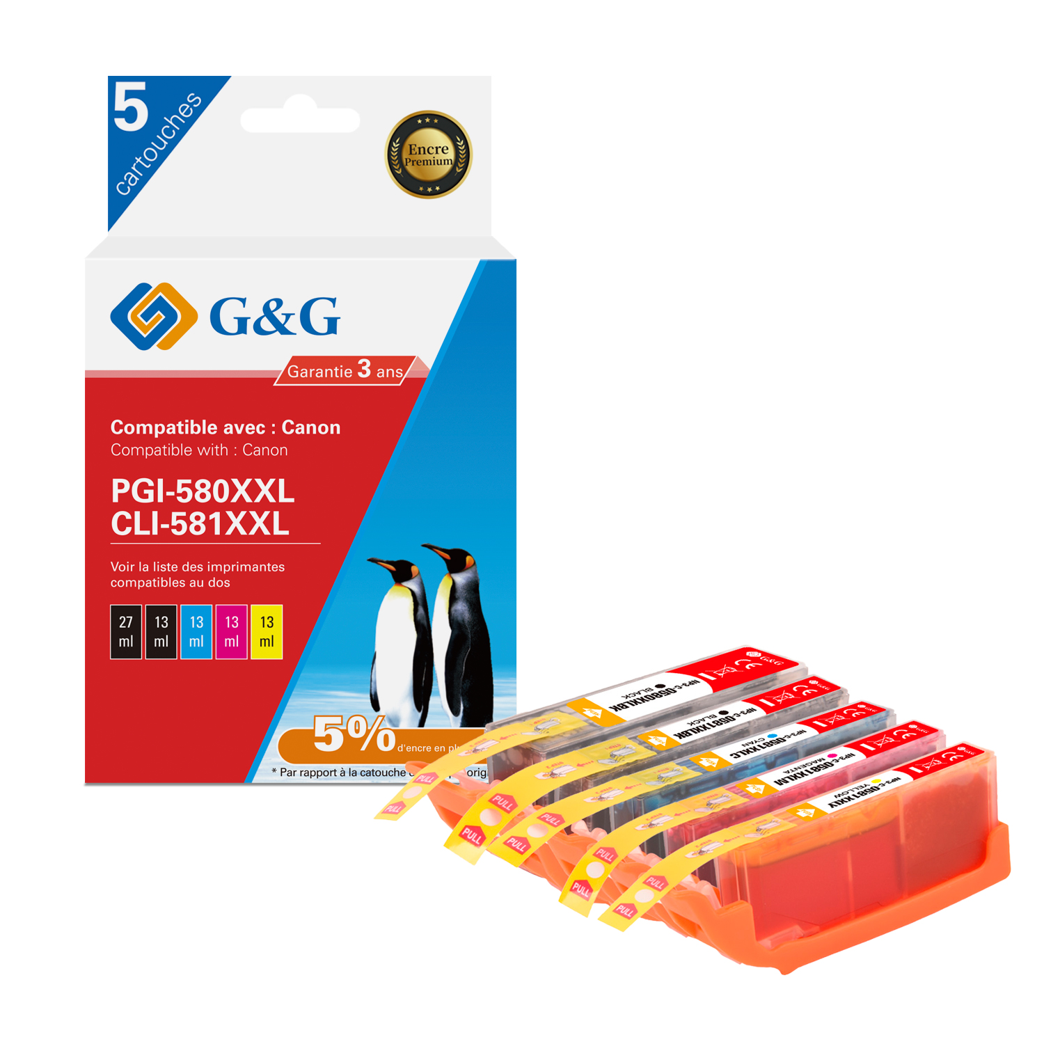Recambios Tinta XL XXL Photo Blue Impresora Canon Cartuchos De Tinta XL/XXL Compatibles Para Canon PGI-580 CLI-581 - Incluye Photo Blue (PB) Canva Pro