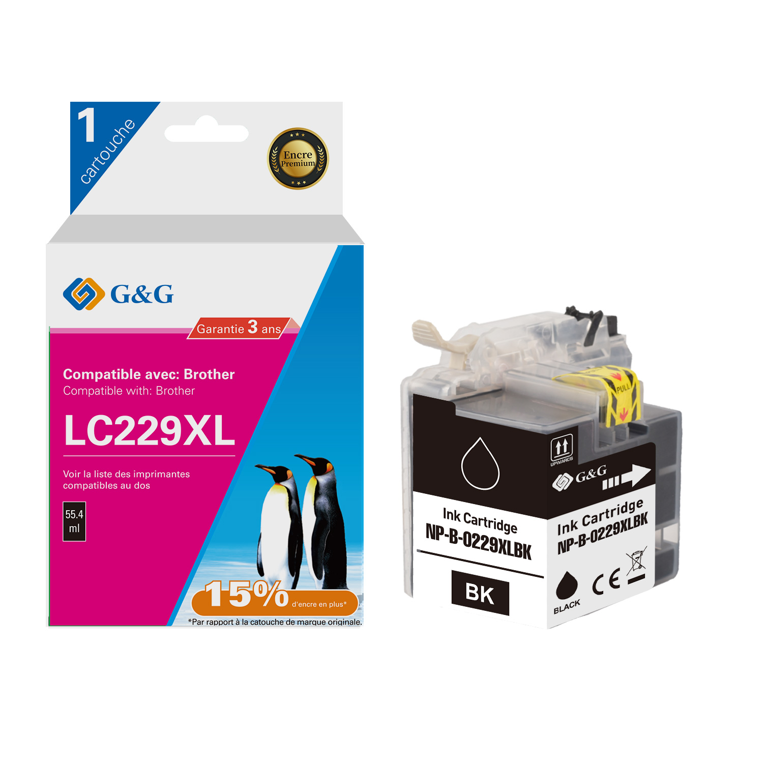 Pack 10 Cartouches Compatibles Brother LC221XL - 4 Noir + 2 Cyan/Magenta/Jaune - QUALITONER