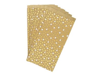Clairefontaine 50 Pochettes Kraft Cœurs 12x24cm - Emballages Cadeaux Confiseries Contact Alimentaire