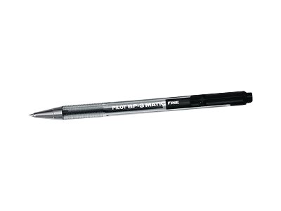 PILOT BPS-Matic Penna A Sfera Retrattile – Lotto Da 12, Inchiostro Nero, Punta Fine, Corpo Trasparente, Clip Nera, Scrittura Fluida