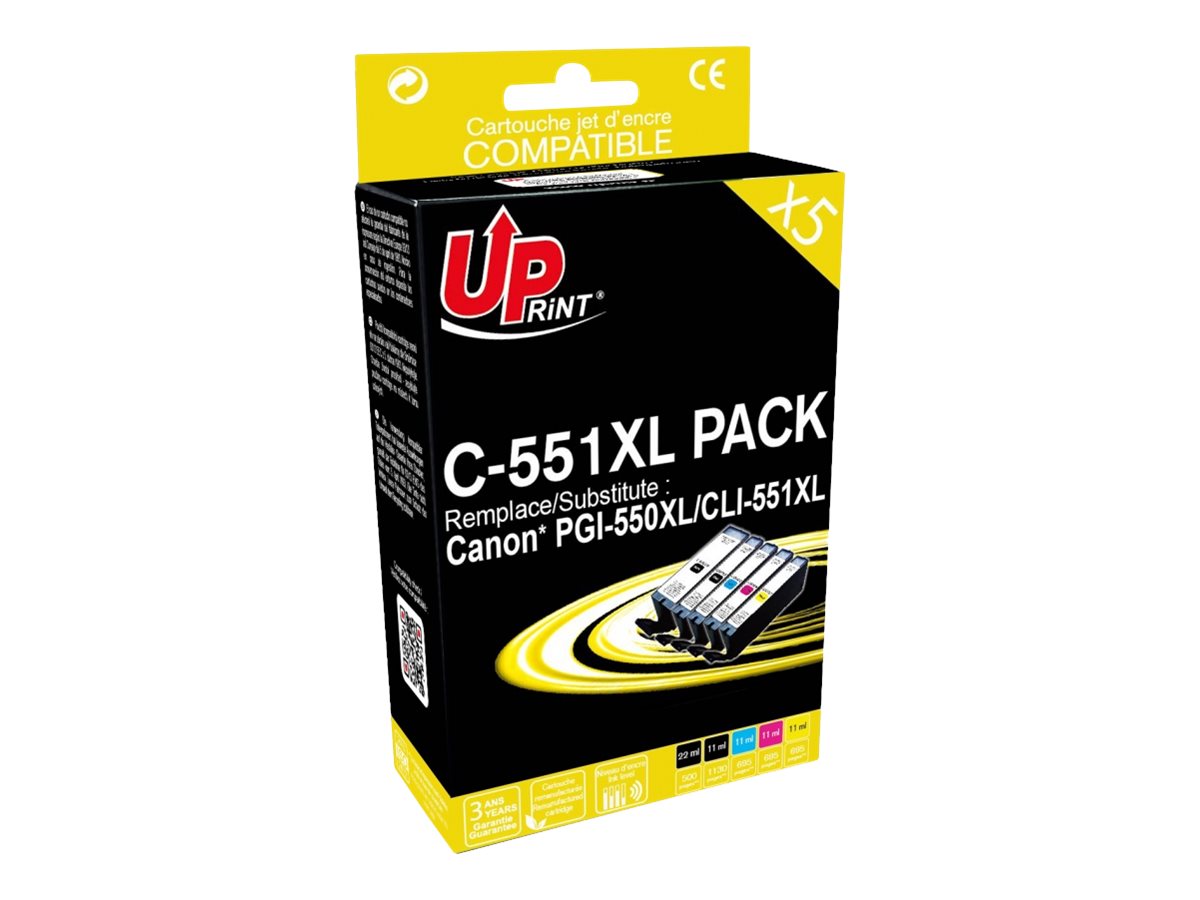 Cartouche compatible Canon CLI-551XL/PGI-550XL - pack de 5 - noir, noir photo, cyan, magenta, jaune - UPrint C.551XL 