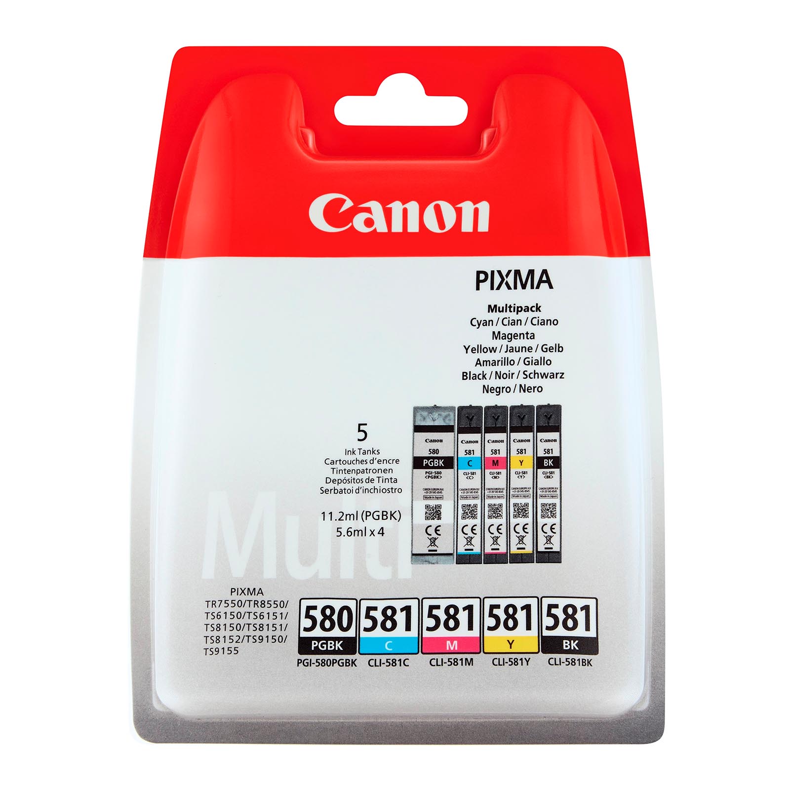 Canon CLI-581/PGI-580 - Pack de 5 - noir, noir photo, cyan, magenta, jaune - cartouche d'encre originale