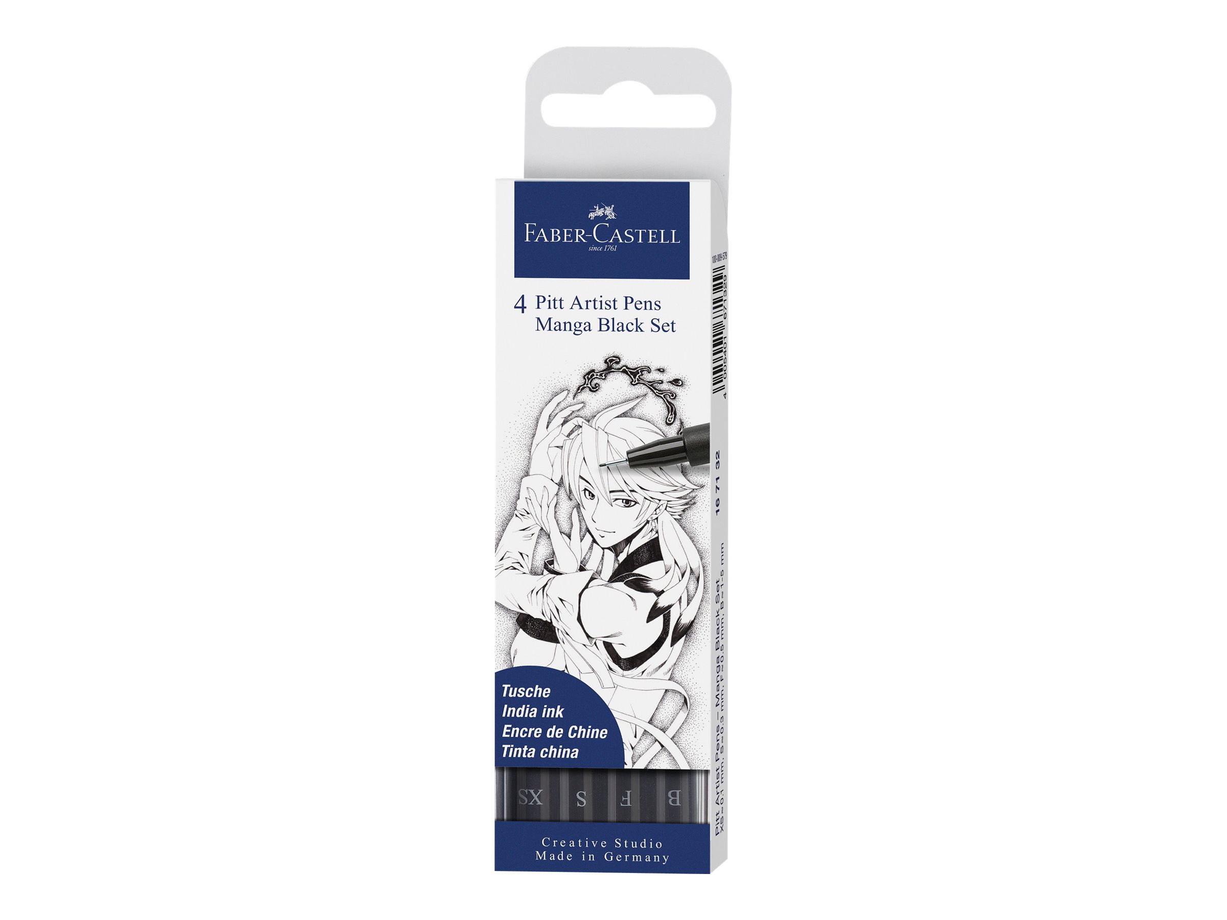 Faber-Castell Pitt Artist Pen Set – 6 Stylos Encre Noire Pigmentée – Différentes Pointes Pour Dessin & Calligraphie