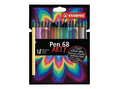 STABILO Pen 68 ARTY - 18 Feutres de coloriage - couleurs assorties
