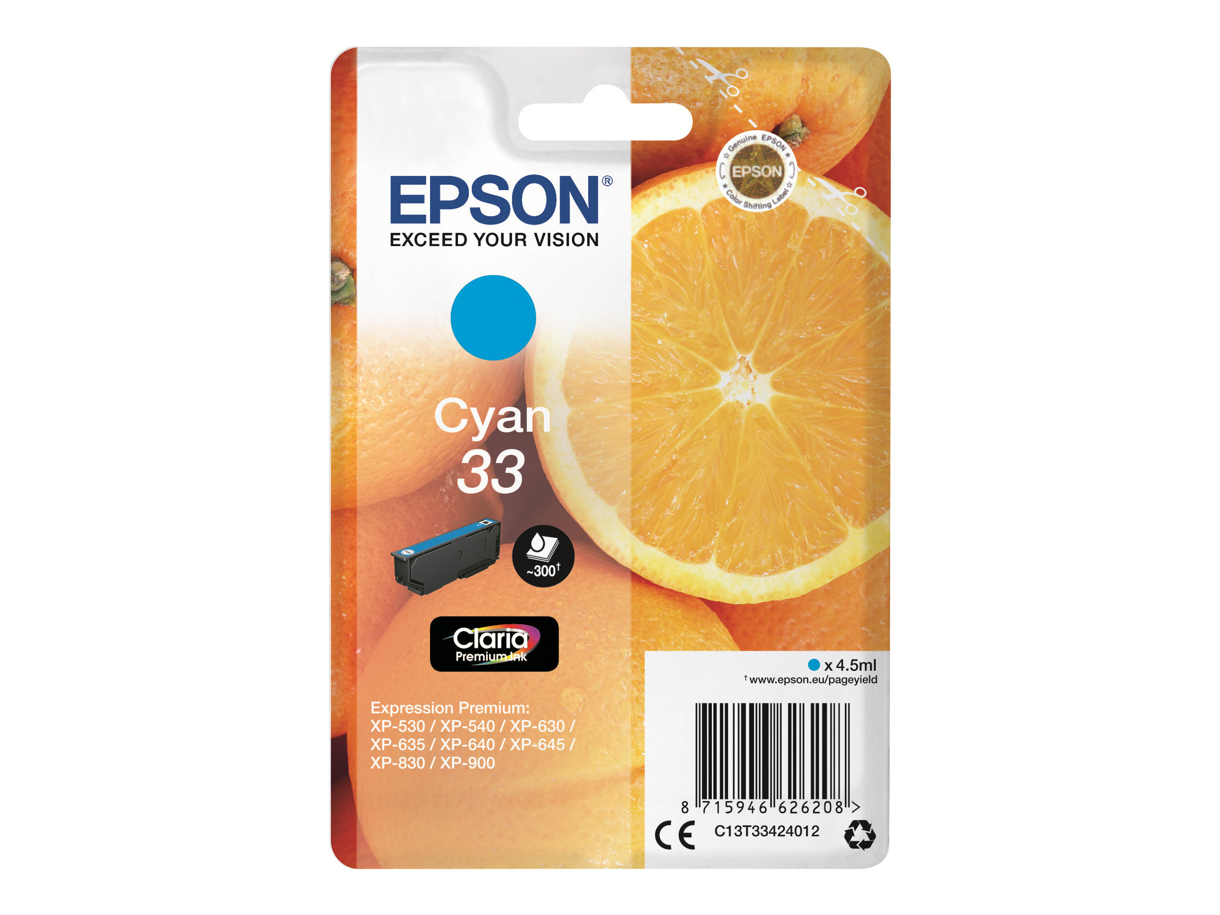 Epson 33 Oranges - cyan - cartouche d'encre originale
