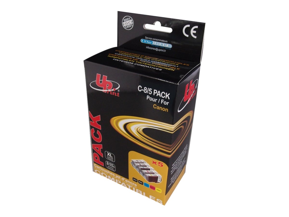 Cartouche compatible Canon CLI-8/PGI-5 - pack de 5 - noir x2, cyan, magenta, jaune - UPrint C.8/5 
