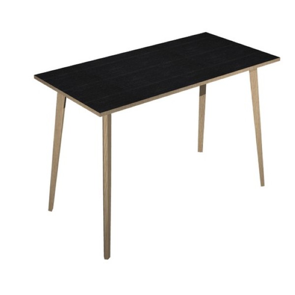 Table haute LEONARDO - 180 x 80 x 105 cm - Pieds bois - Frêne noir