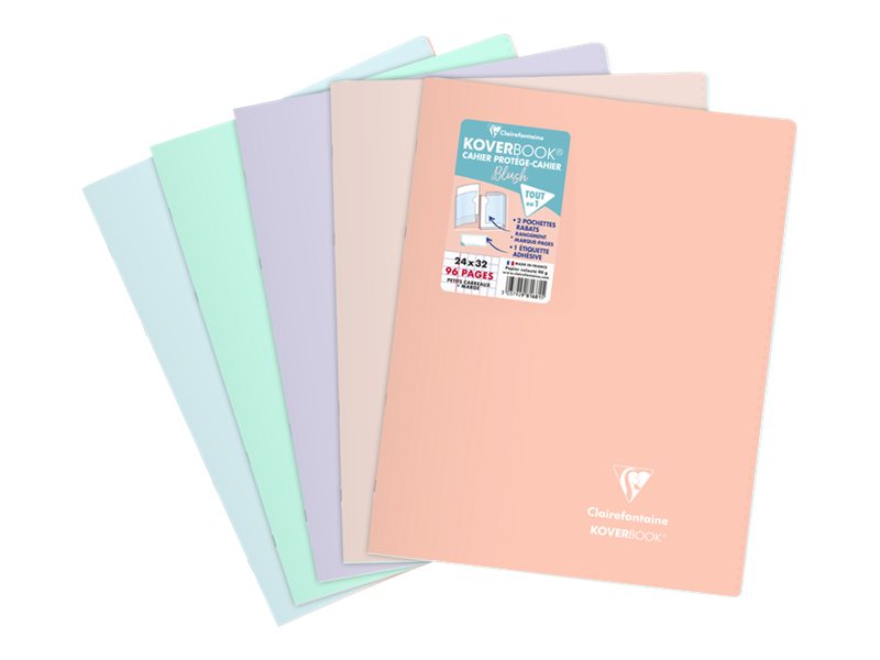 Clairefontaine Lot De 2 Cahiers Agrafés 24x32 Cm - 96 Pages Petits Carreaux Avec Marge - Papier 90g