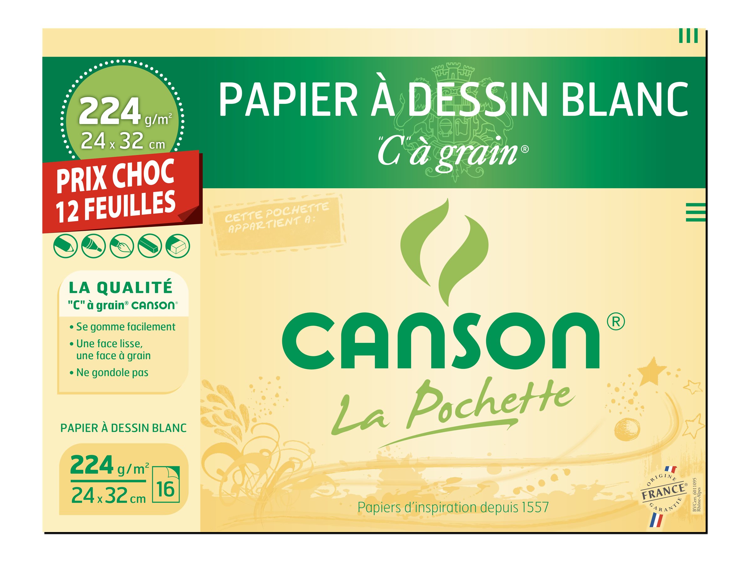 PAPIER DESSIN CANSON GRAIN 120G A4 PAQUET 250F