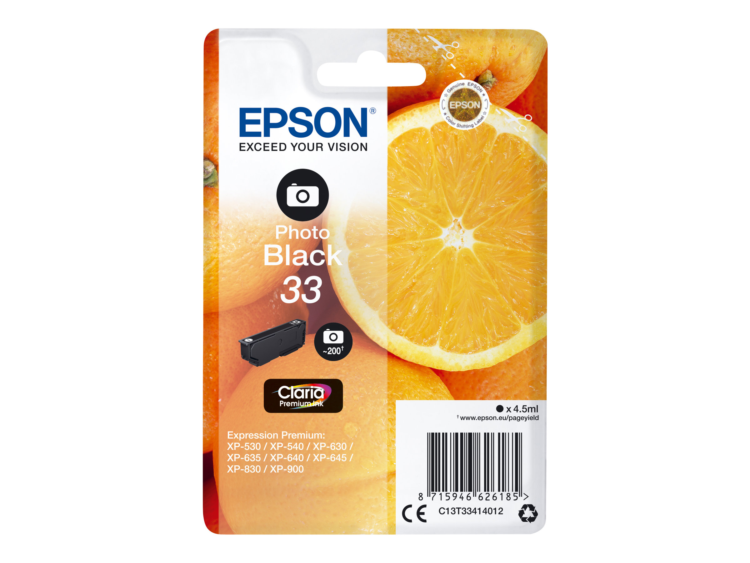 Epson 33 Oranges - noir photo - cartouche d'encre originale