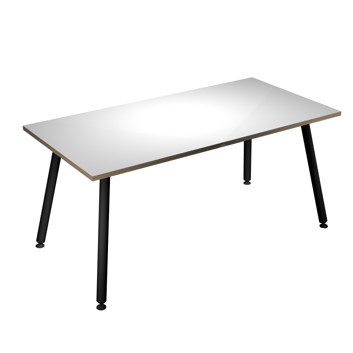 Table haute LEONARDO - 160 x 80 x 105 cm - Pieds métal noirs - Blanc chants chêne