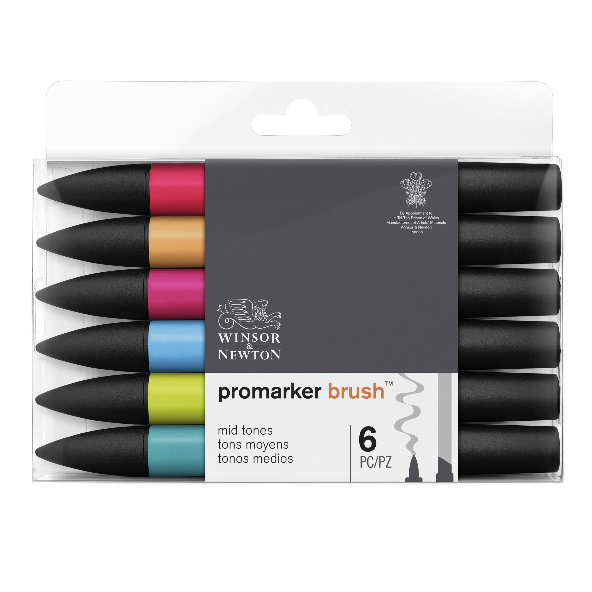 BrushMarker - Pack de 6 stylos pinceaux et marqueurs - mid-ton