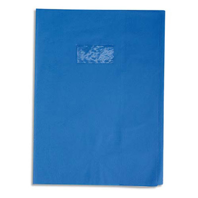 Calligraphe - Protège cahier sans rabat - 24 x 32 cm - grain cuir - bleu Pas Cher | Bureau Vallée