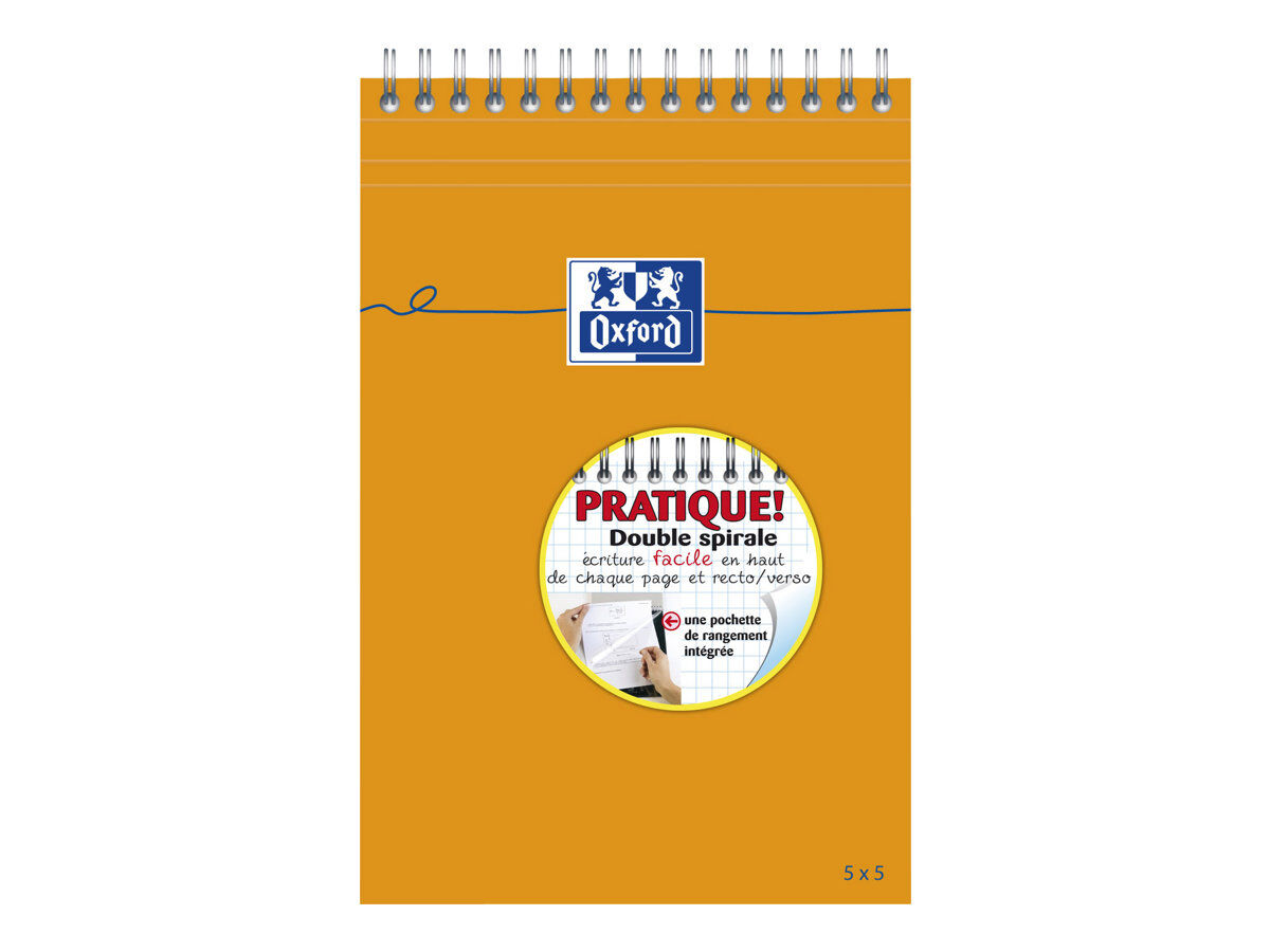 Lot De 5 Bloc-Notes Oxford Orange A5 Petits Carreaux 5mm - 80 Feuilles Agrafées