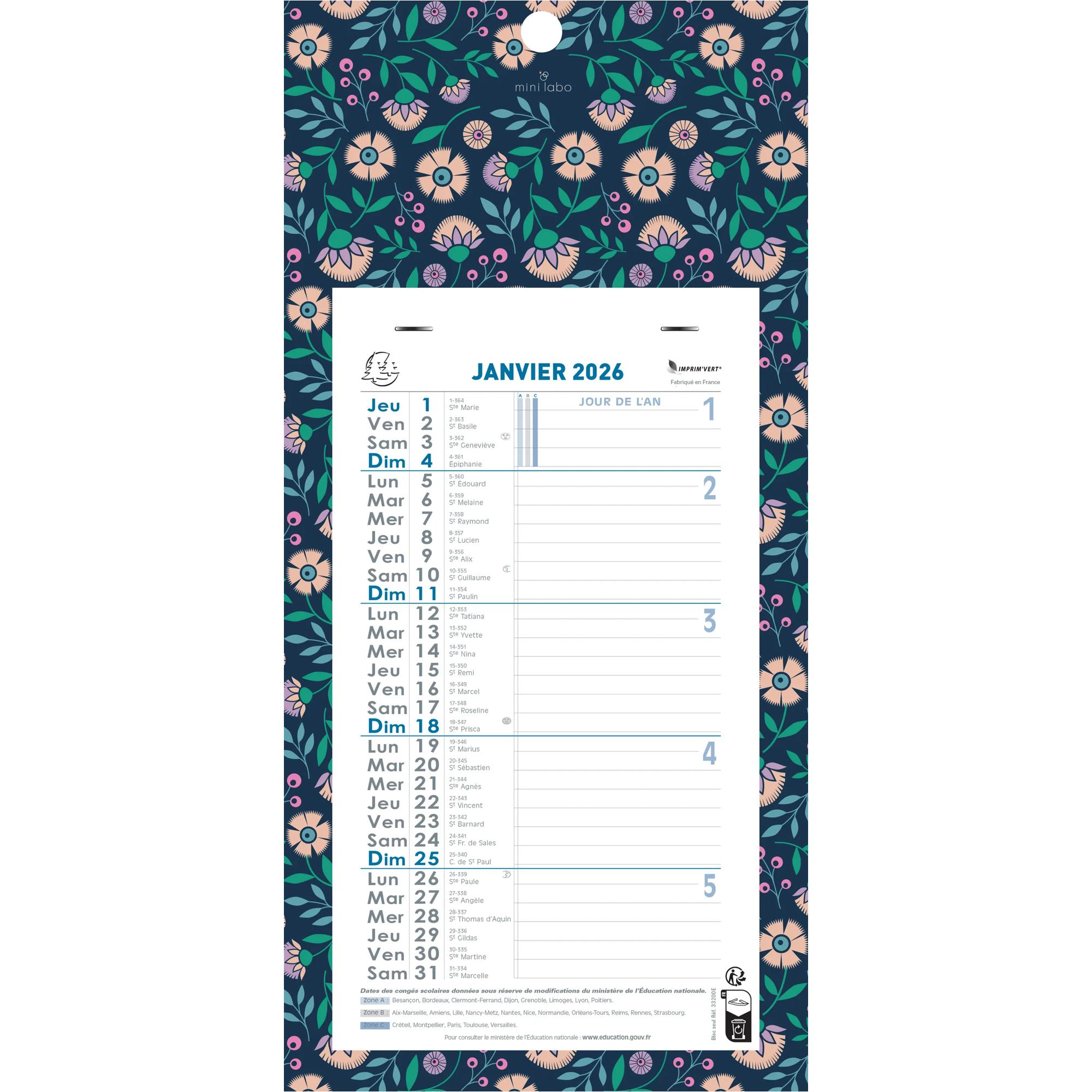 Exacompta 33214E - Calendario Mensual Con Hojas Desmontables (13 X