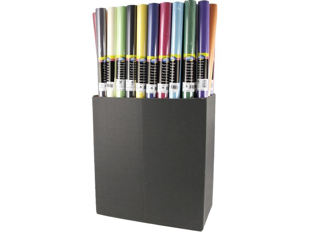 Cadeaupapier - 12 rollen kraftpapier vergé 65 g - 3 x 0,70 m - Verschillende kleuren