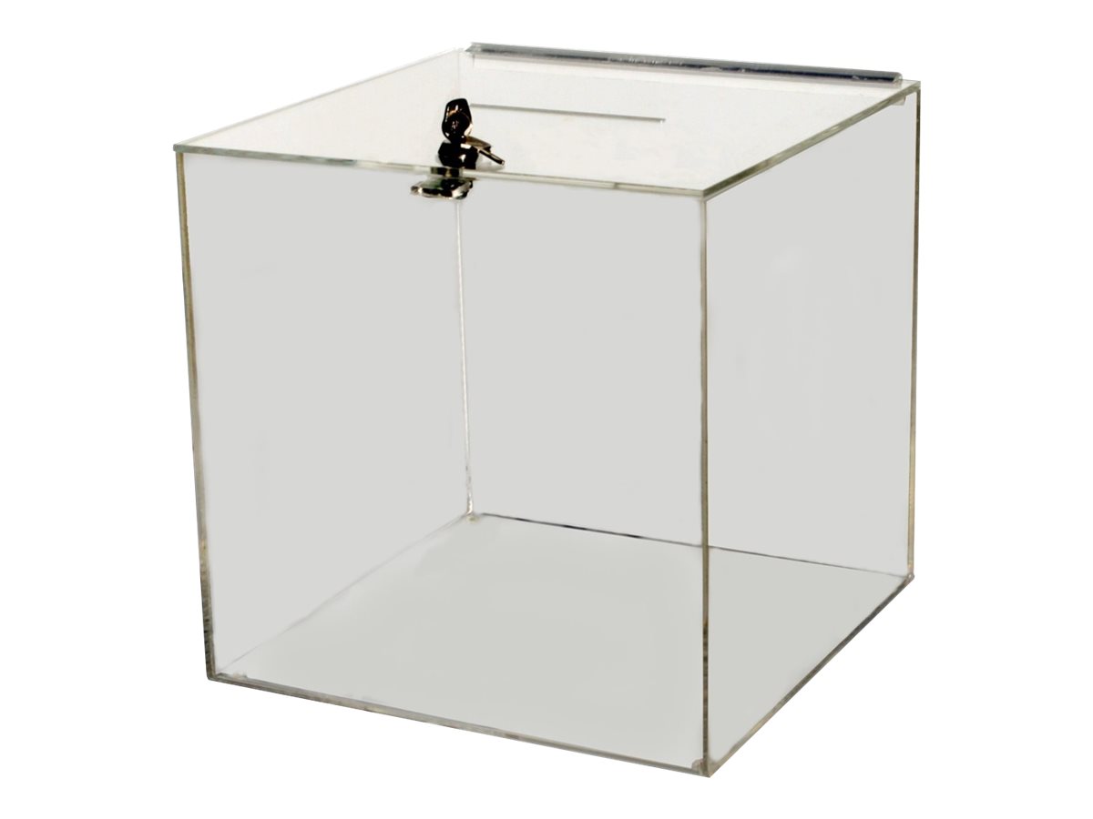 Urne De Vote Transparente Avec Serrure - Capacité 300 Bulletins - Plexiglas 30/10 - Dimensions 25x25x25 Cm - Fabriqué En France