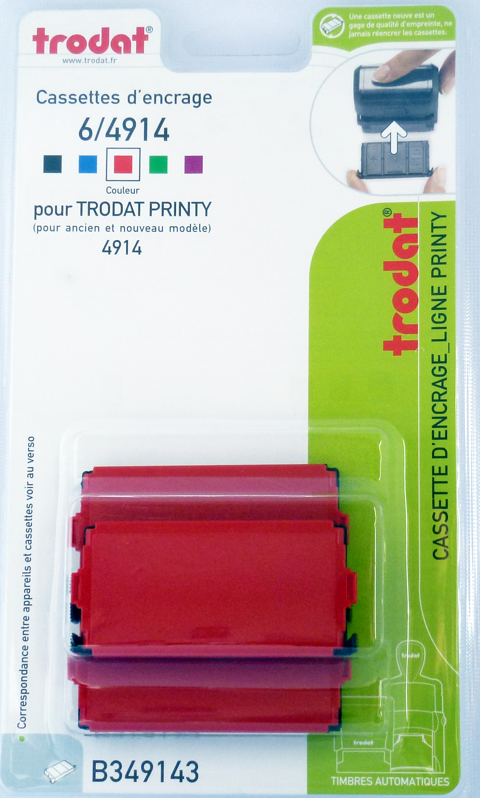 Recharge D'encre Noire Trodat Pour Tampons Printy 4914 - Lot De 2 Cassettes, Encre à Base D'eau, Indélébile, Archivage - 6